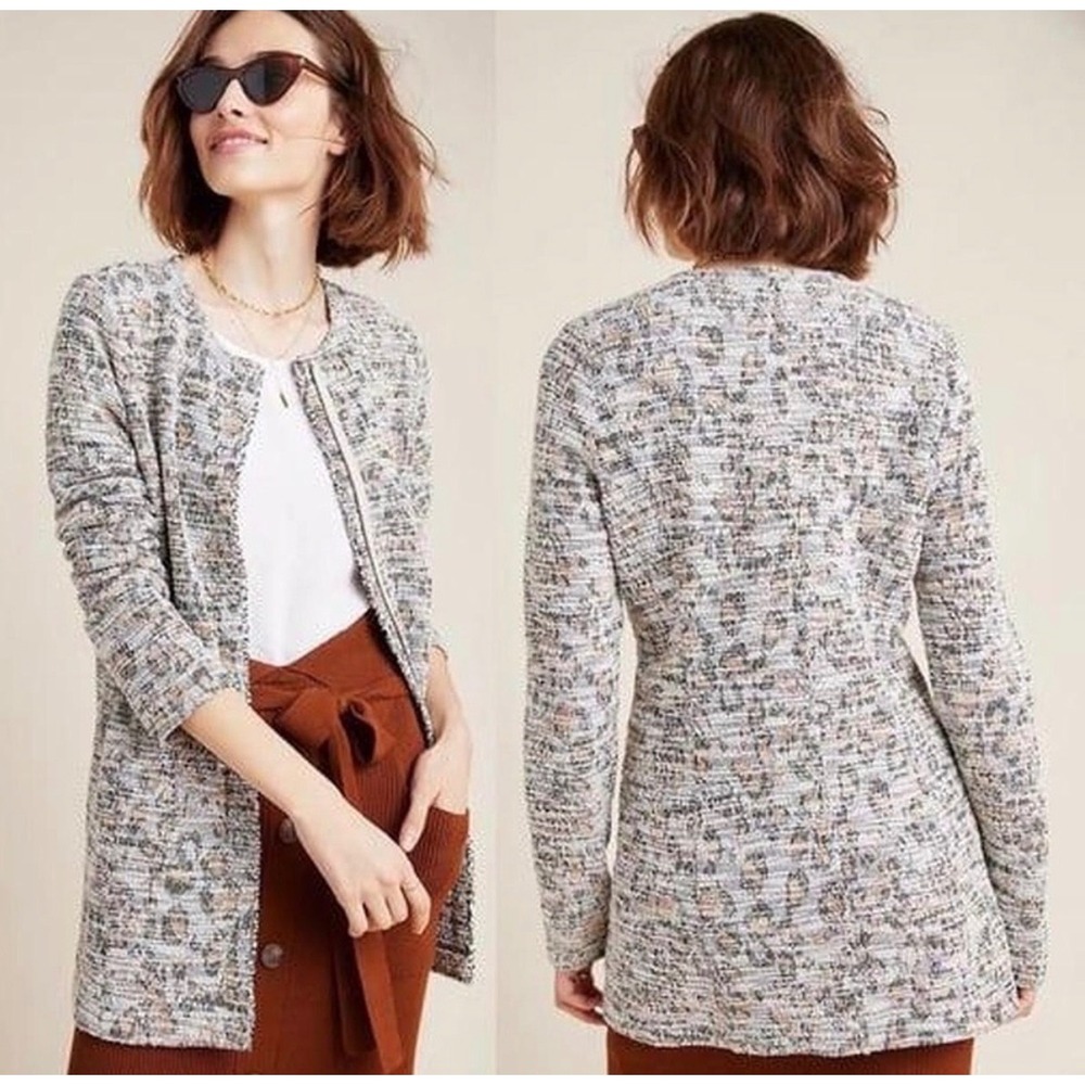 Dolan Left Coast Collection Womens‎ XS Tweed Open Front Longline Cardigan Jacket